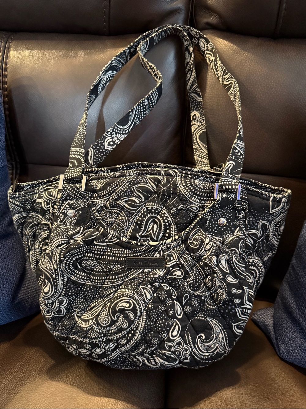 Vera Bradley Black Paisley Quilted Tote Bag
